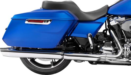 Black vinyl Drag Specialties Freedom Seat with double diamond stitching for Harley FLT/FLH 2023-2025, model part #4711B.