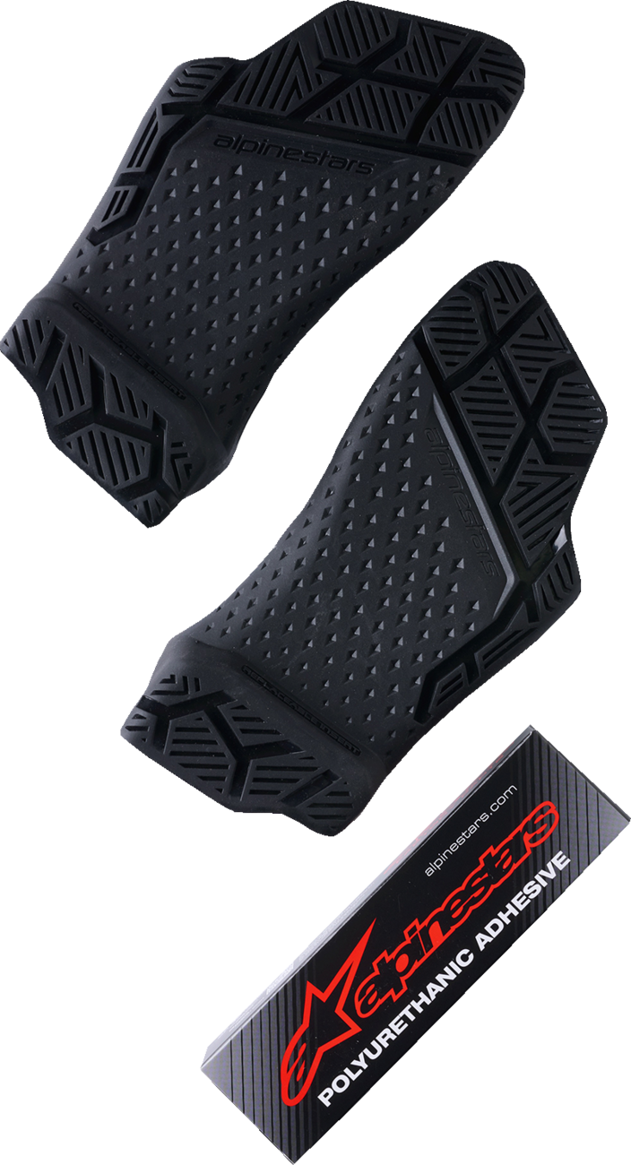 Alpinestars Tech 10 Enduro sole inserts for US size 9/10, compatible with motorcycle riding boots, shown in the image.