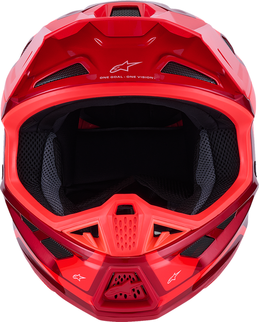 Alpinestars SM7 Off-Road Racing Helmet in Gloss Red, Small size, featuring a lightweight design and protective visor.