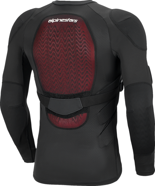 Alpinestars Bionic Plasma LT jacket in black and white, long sleeve motorcycle riding jacket, size large, displayed on a plain background.