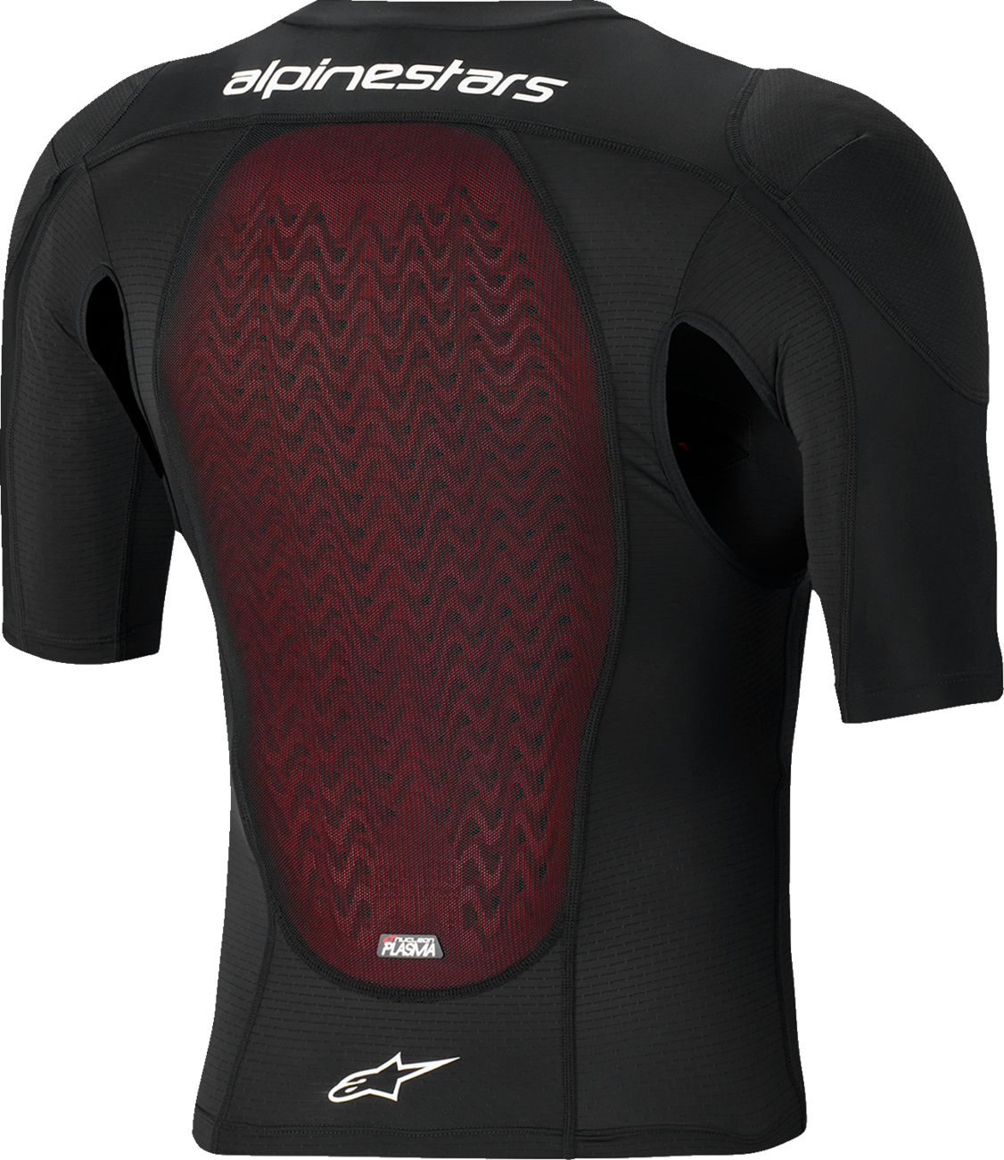 Alpinestars Bionic Plasma LT jacket in black and white, short-sleeve motorcycle armor jacket, size large, with protective design.