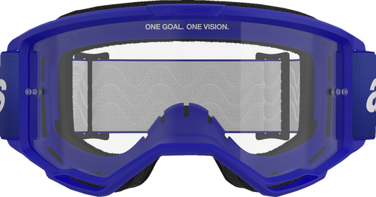 Alpinestars GOGGLES Vision 3 Wordmark Blue with clear lens, motorcycle goggles with adjustable strap and tinted blue frame