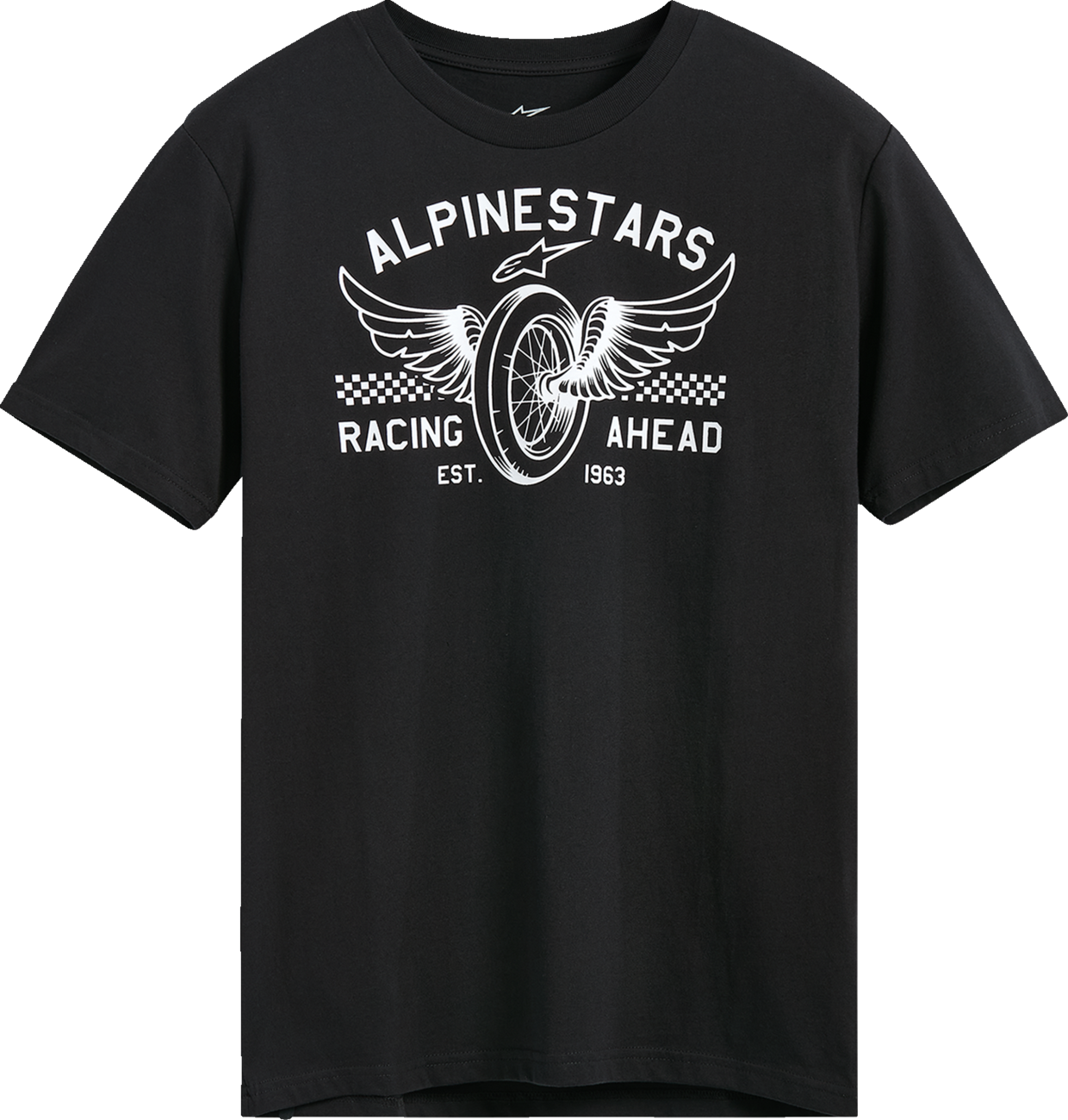 Black Alpinestars Heritage Patch CSF T-Shirt, Medium, featuring vintage-inspired patch design on front.