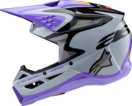 ALPINESTARS, Alpinestars Youth SM3 Helmet Jettson Gloss Black/Gray/Purple Small (Part #8303226-9277-YS)