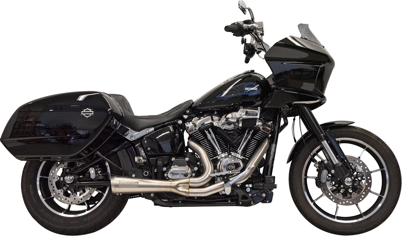 Bassani Xhaust 2-into-1 Ripper exhaust system with megaphone muffler for M8 Softail, stainless steel, 49-state compliant.