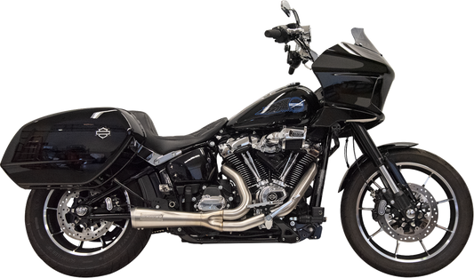Bassani Xhaust 2-into-1 Ripper exhaust system with megaphone muffler for M8 Softail, stainless steel, 49-state compliant.