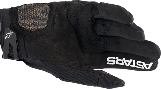 Alpinestars Megawatt V2 off-road gloves in black, large size, showing the durable design and grip-enhanced palm with branding.