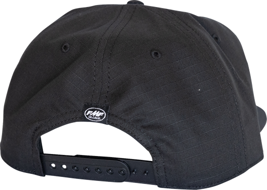 FMF Primo Ripstop hat in black with embroidered logo, lightweight and durable ripstop fabric, casual outdoor headwear.