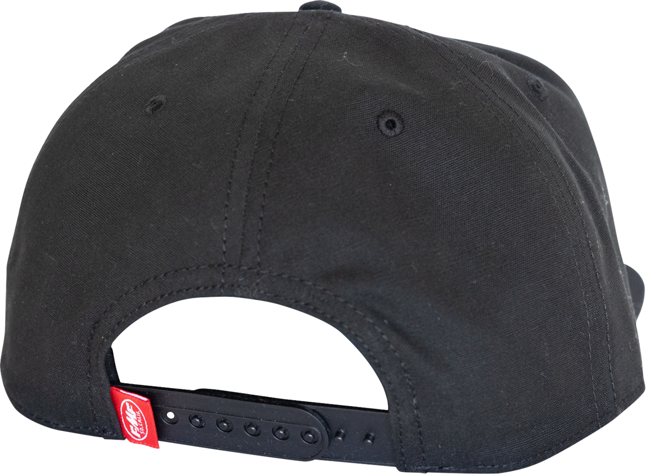 Black FMF Retro Racer hat with curved brim and embroidered FMF logo, stylish headwear for casual or motocross-inspired outfits.