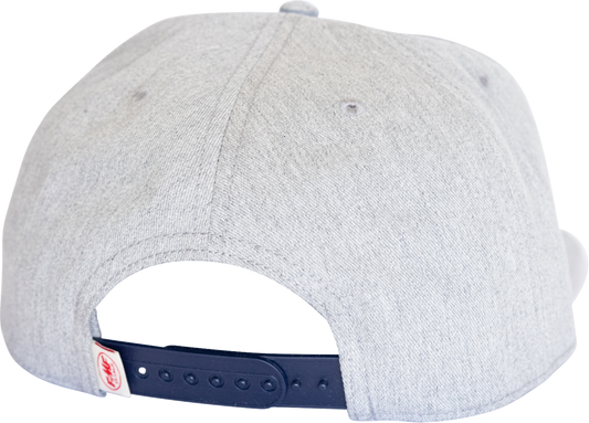 FMF Retro Racer Hat in Heather Gray, casual baseball cap with embroidered logo, stylish and comfortable headwear.