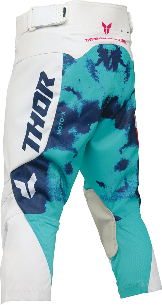 THOR Youth Launchmode Bleach Pants in white and aqua, US size 20, featuring a stylish design with bleach effects and branded details.