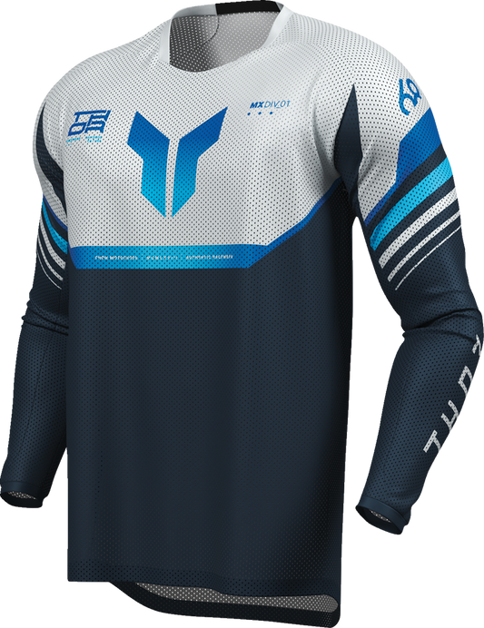 THOR Launchmode Air Raptor Jersey in midnight gray, medium size, featuring breathable fabric and athletic fit for motocross riding.