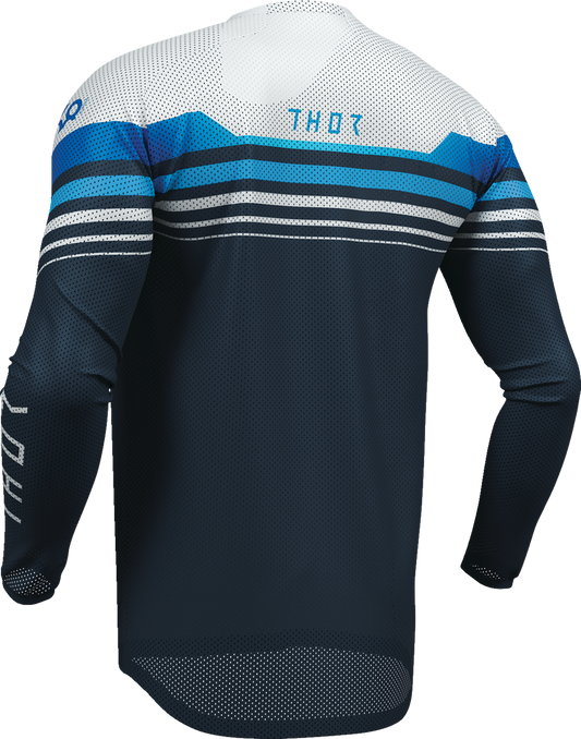 THOR Launchmode Air Raptor motorcycle jersey in 2XL, midnight gray color, featuring breathable fabric and sporty design.