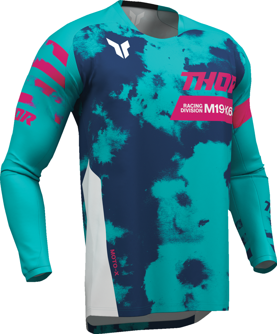 THOR, THOR Youth Launchmode Bleach Jersey - White/Aqua, Medium