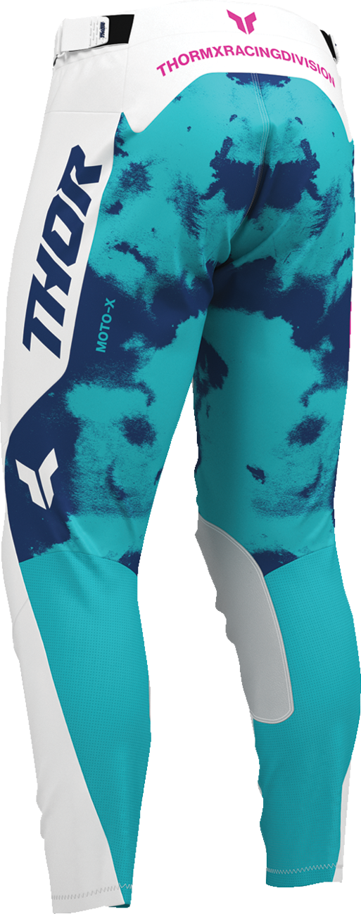 THOR Launchmode bleach pants in white and aqua, US size 30, featuring a casual design and sporty style, part number 2901-12313.