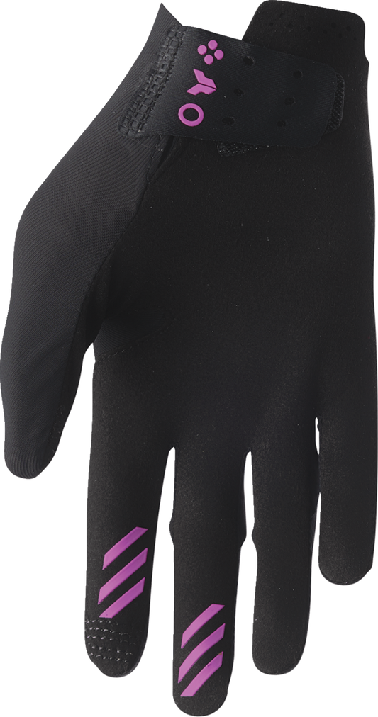 Black and orchid THOR Women's Sportmode Iconic Gloves in size XL, featuring a sleek design and durable fabric.