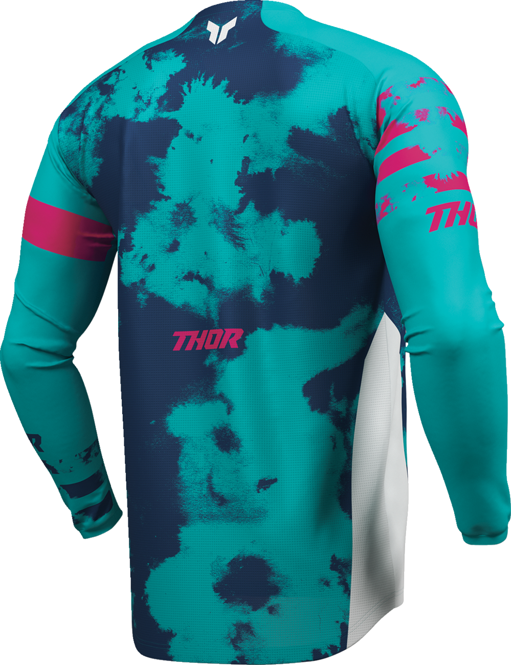 THOR Launchmode bleach jersey in white and aqua, 3XL, lightweight performance sportswear with breathable fabric and sporty design.