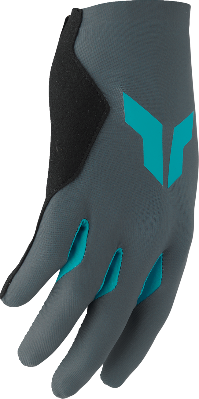 THOR Women's Sportmode Iconic Gloves in gray and aqua, size XL, showing the sleek design and breathable fabric.