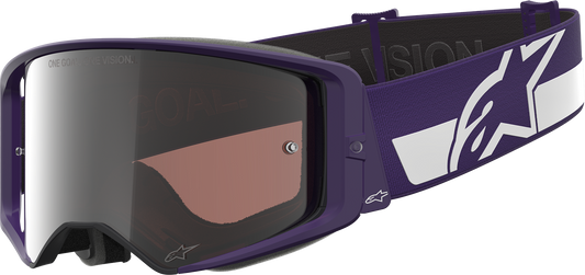 ALPINESTARS GOGGLES, Alpinestars GOGGLES Supertech Goggle - Hunta 96 XXV, Purple/White with Silver Mirror Lens (Part Number 5101226-3168)