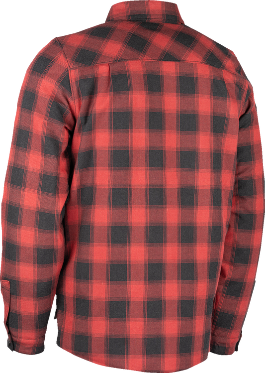 ICON Fallblock Flannel Jacket in red, men's XL, featuring a classic flannel design and button-up front.