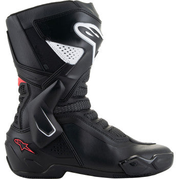 Alpinestars Stella SMX-6 V3 motorcycle boots in black, white, and pink with brand logo, US 3.5, EU 36, showing side view.