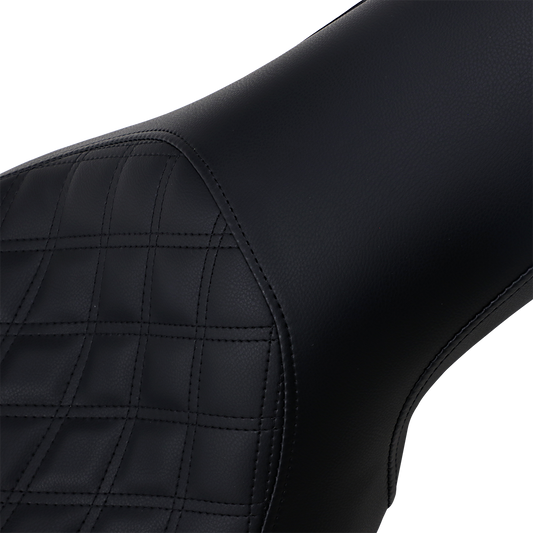 Black SADDLEMEN Profiler motorcycle seat with front lattice and smooth rear section, designed for comfortable riding.