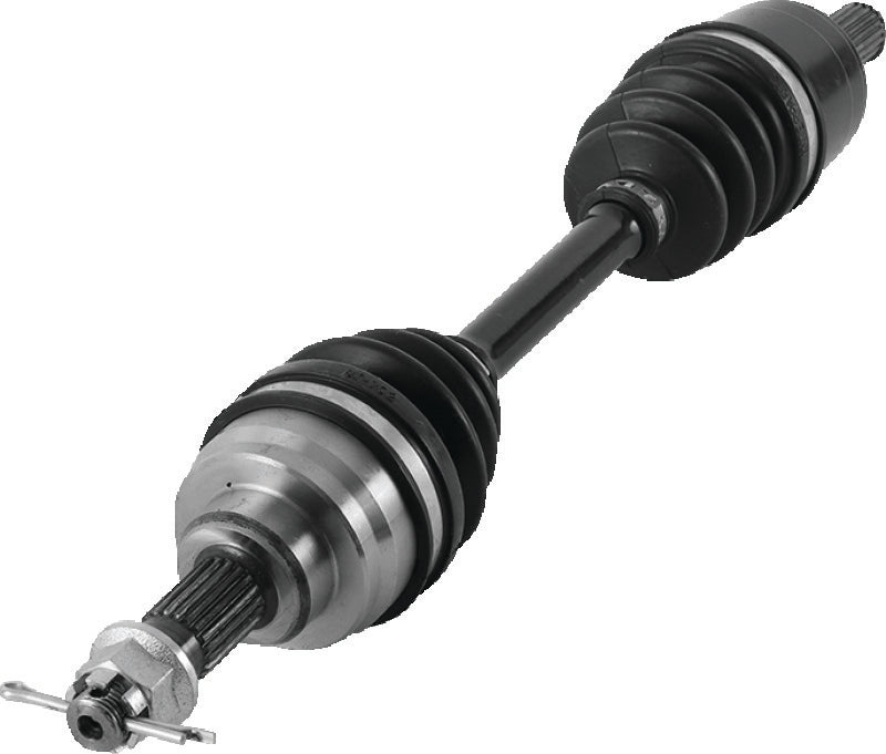 QuadBoss front left replacement axle for Honda TRX350FE and FM FourTrax Rancher 4x4 ES models, 2000-2004, showing the axle shaft and joints.