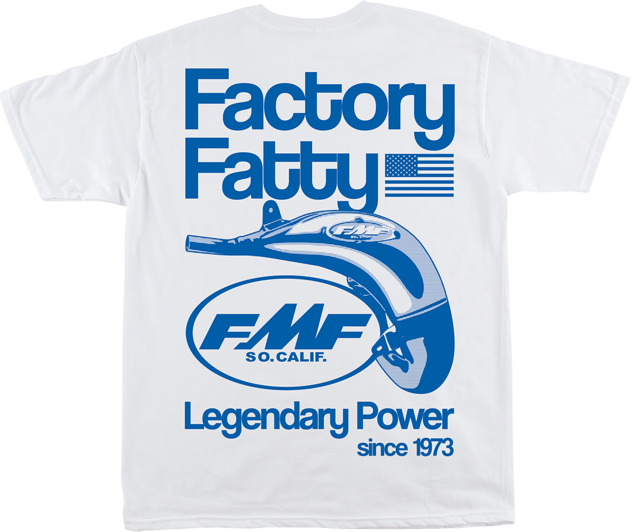 White FMF Factory Fatty T-Shirt in small size with logo print, casual fit, and comfortable cotton fabric.