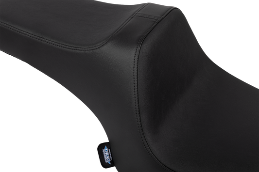 Black vinyl Drag Specialties Predator III seat for Challenger 2020-2025, smooth finish, contoured motorcycle seat.