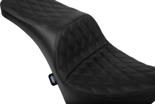 DRAG SPECIALTIES Freedom Seat for Harley FL/FX 2018-2025 in solar leather with double diamond black stitching, part #4719F.