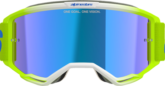 ALPINESTARS GOGGLES, Alpinestars GOGGLES Vision 5 Blaze Yellow/Blue with Blue Mirror Lens - Part 5102125-5007