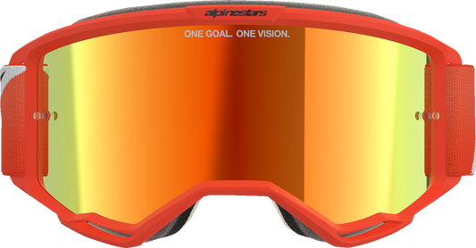 Alpinestars GOGGLES Vision 5 goggles with orange frame and red mirror lens, designed for motocross and off-road use.