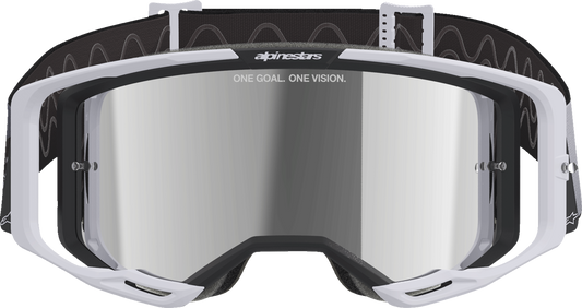 Alpinestars GOGGLES Vision 8 goggles with Lahnd Iron/Camo frame and silver mirror lens, designed for motocross and off-road riding.