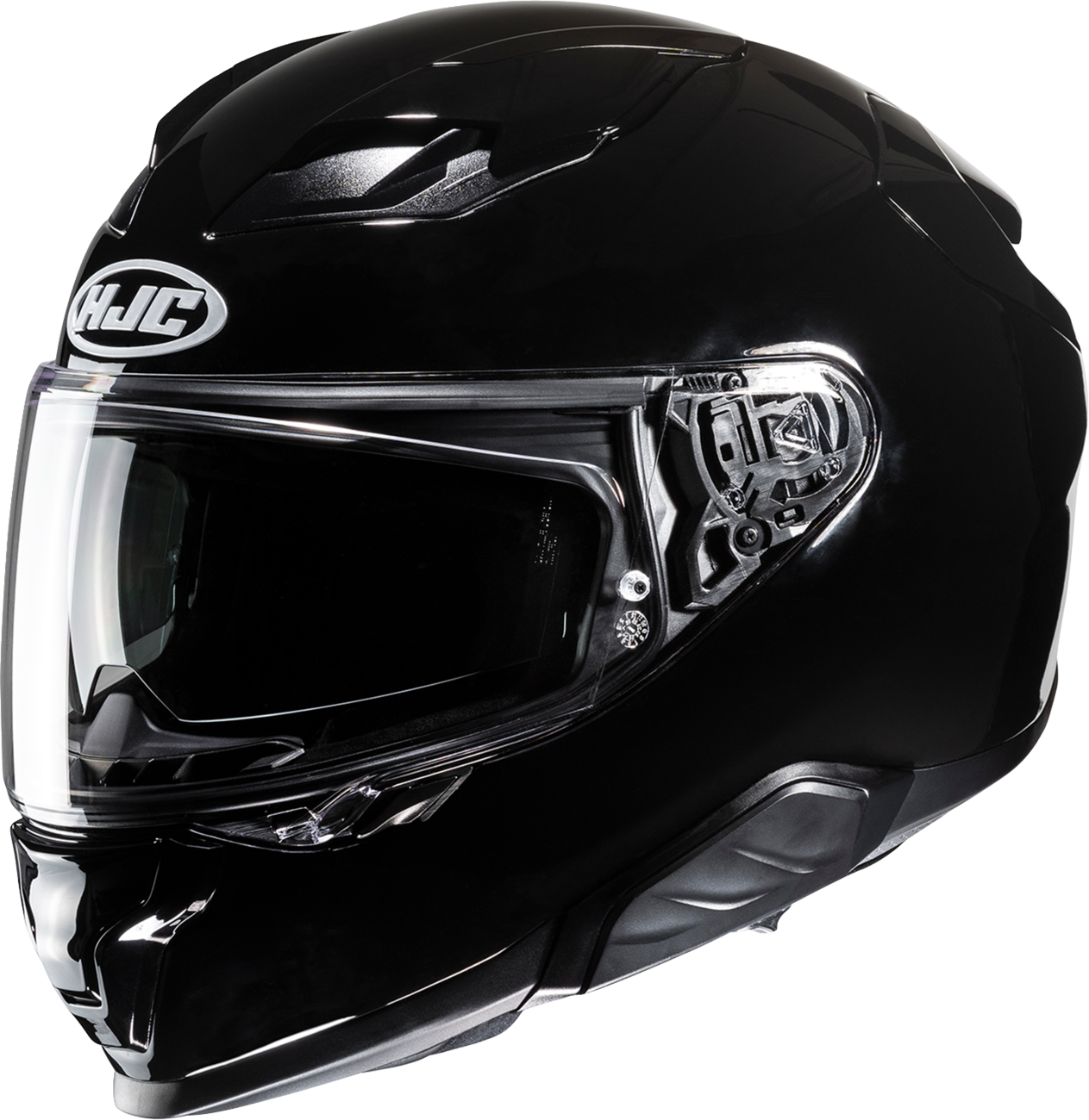 HJC F71 solid black motorcycle helmet in 2XL with aerodynamic design and advanced safety features.