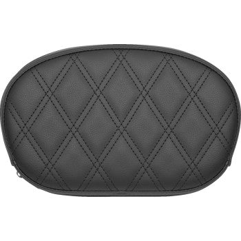 SADDLEMEN Sissy Bar Pad with lattice stitching for motorcycle sissy bars, featuring durable leather construction and comfortable padding.