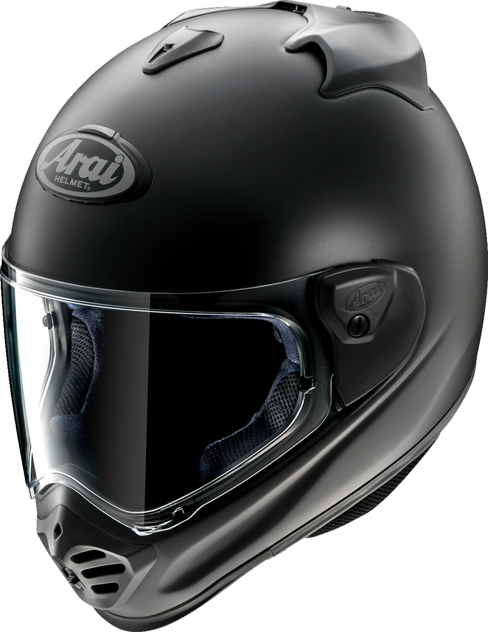Arai XD-5 black frost motorcycle helmet by Arai Helmets, large size with aerodynamic design and clear visor.