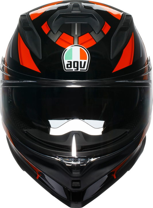 AGV K7 Taurax black and red motorcycle helmet with Pinlock MaxVision visor and advanced ventilation system.