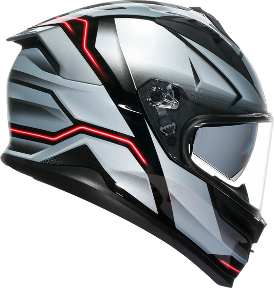 AGV K7 Jaeger black and silver motorcycle helmet in 2XL with advanced ventilation and safety features.