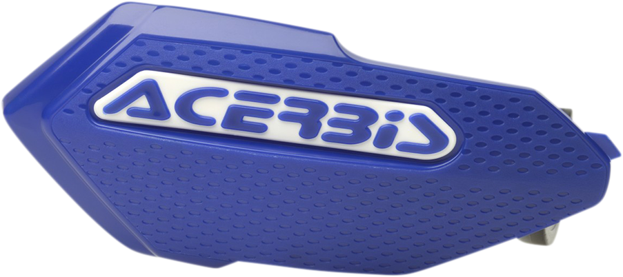 ACERBIS Blue and White X-Elite Handguards for motorcycle protection, featuring durable body design with brand-specific details.