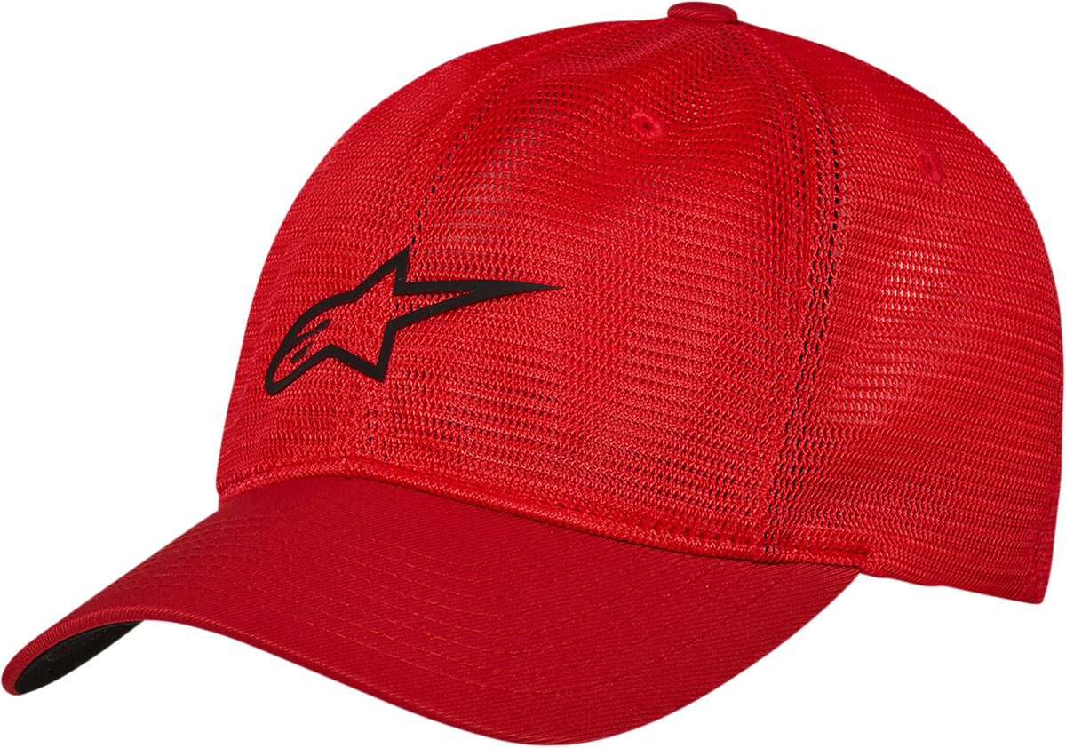 Alpinestars Flow Mesh Hat in red, large/XL, featuring breathable mesh fabric and sporty style.