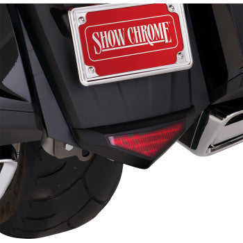 Bill's Exhausts SHOW CHROME lower trim light for rear fender of GL1800 motorcycle, black finish with chrome accents.