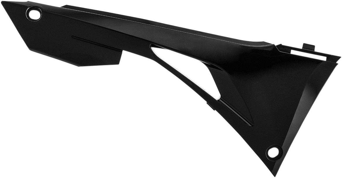 Acerbis black airbox cover for motorcycle, body part with vent details, designed by Bill's Exhausts.