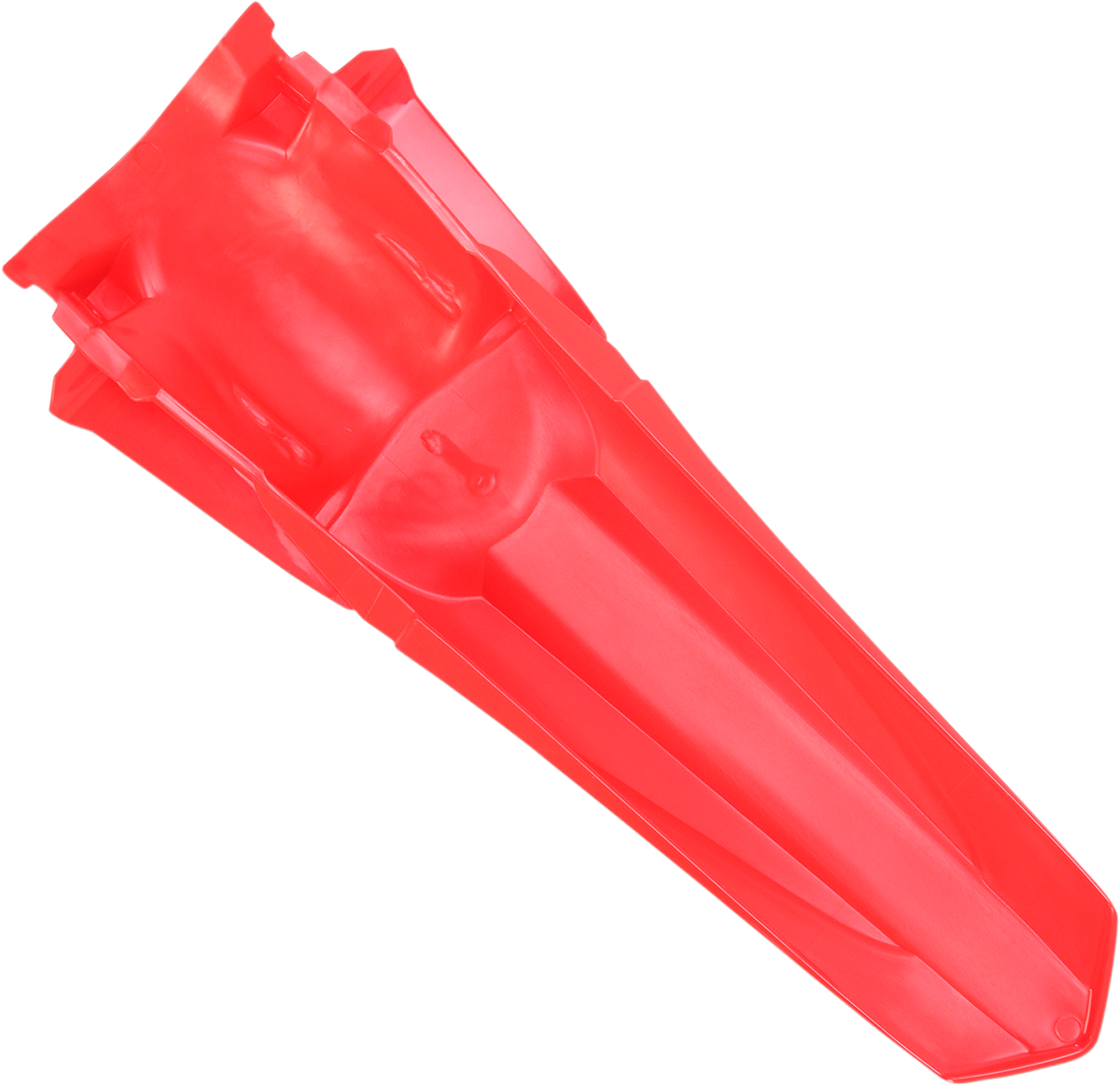 Red Acerbis rear fender for motorcycle, showcasing its durable body design with mounting points for easy installation.