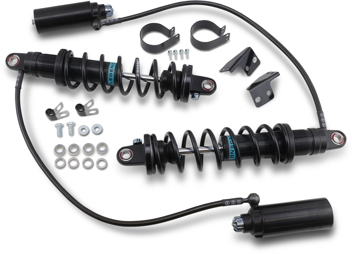 Legend Suspension Revo ARC remote reservoir shock absorber, 14-inch heavy-duty black suspension shock for off-road vehicles.