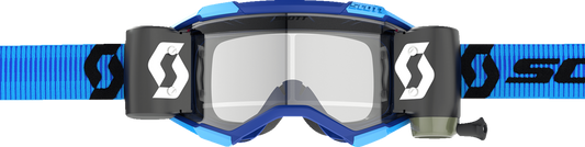Scott Fury WFS Goggle in blue and black with clear lens, designed for motocross and off-road riding.
