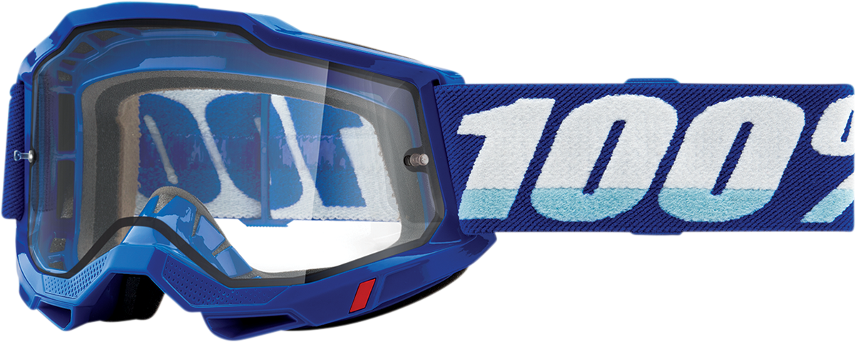 Bill's Exhausts Accuri 2 Enduro goggles in blue with clear lenses, designed for outdoor activities and protective eyewear.