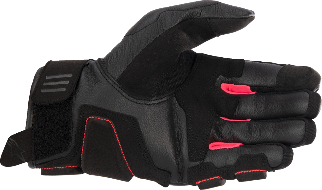 Alpinestars women Stella Phenom gloves in black and diva pink, XS size, showing the sleek motorcycle glove design.