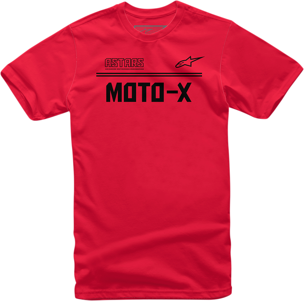 Red and black Alpinstars Moto X T-Shirt in 2XL size, featuring bold graphic design, casual fit, and comfortable fabric.