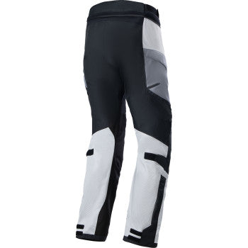 Alpinestars Andes Air Drystar® motorcycle pants in ice gray, dark gray, and black, shown in size XL with protective knee armor.