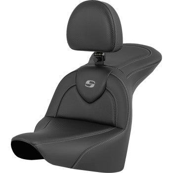 Bill's Exhausts SADDLEMEN RoadSofa™ seat with driver backrest, carbon fiber finish for FLFB/FXBR 2018-2024 motorcycles.